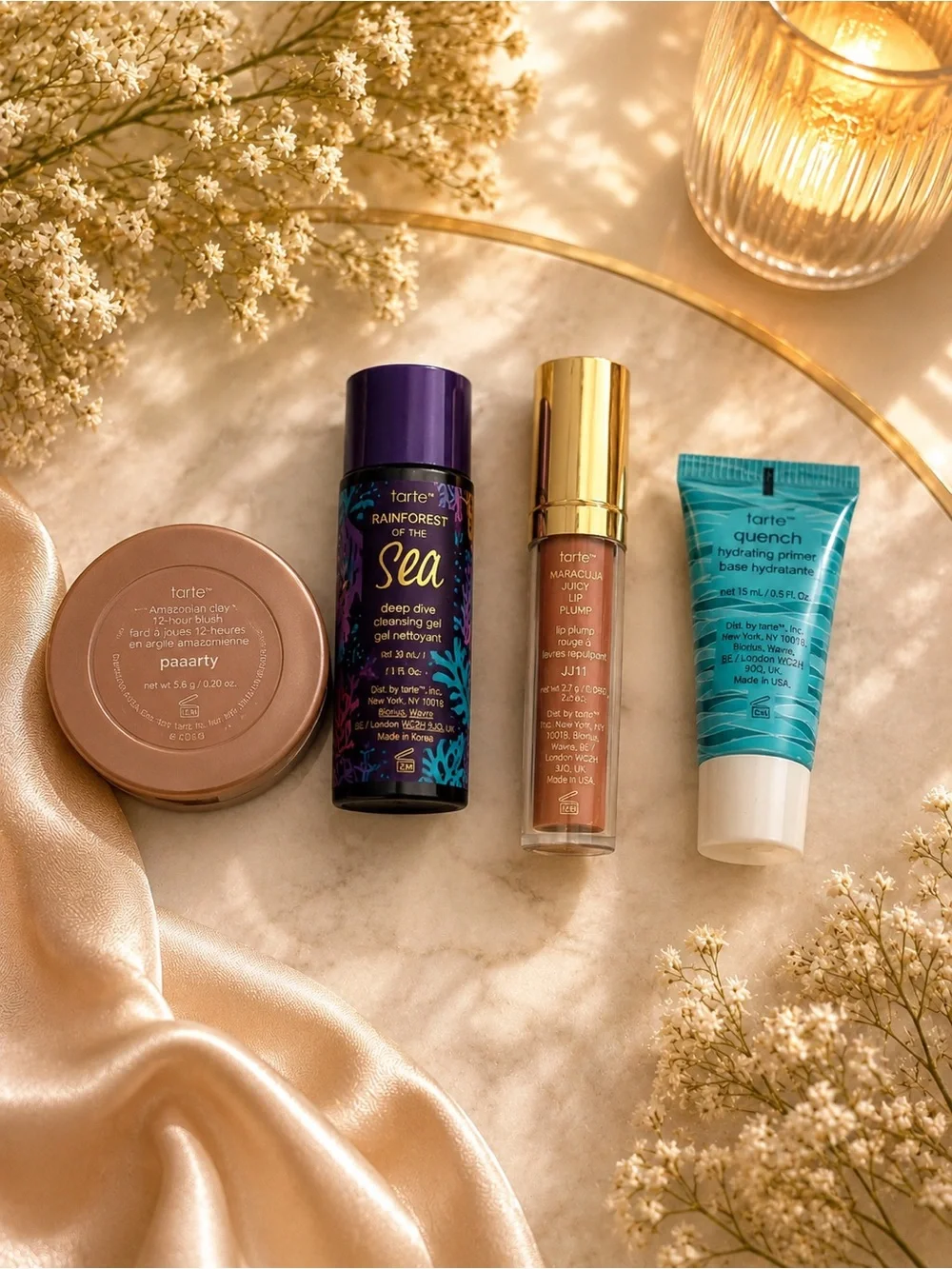tarte Bath & Body Set — Teal, Purple, Gold, Rose